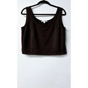 ST. JOHN Brown Santana Knit Wool Blend Sleeveless Women Tank Top Shirt (L)